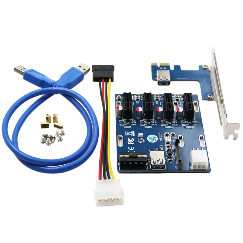 PCI Express Slot Board,1 To 4 PCI Express Slot Board Riser Card 4 PCI-E Cable Welding Tool Kits