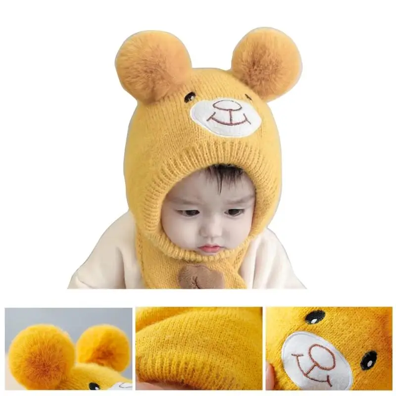 

Cartoon Baby Cap Winter Pom Pom Bonnet Kids Knit Hat for Outdoor Indoor