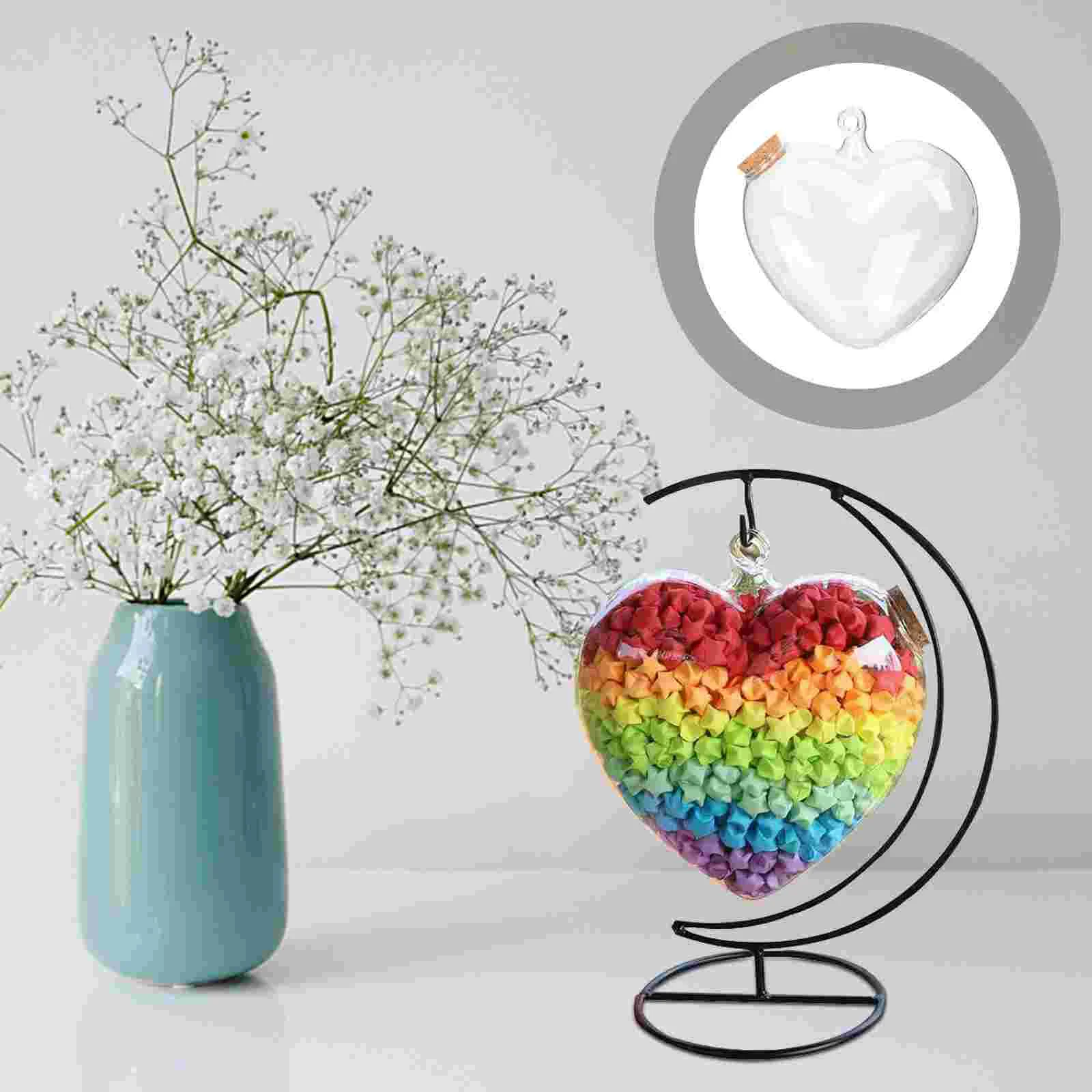 

Glass Bottle Jar Wishing Bottlessmall Origami Star Lids Bins Storage Planter Cork Containers Heart Terrarium Candy Bowl Jars