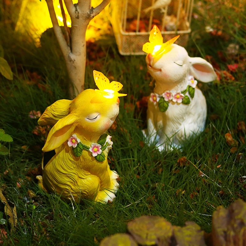 

Easter Butterfly Bunny Figurine Led Solar Landscape Light Statue Ornament for Outdoor Garden Yard Lawn Decoration