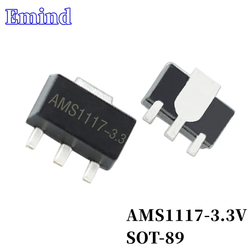 

10/30/50Pcs AMS1117-3.3V 1117-3.3 SOT-89 LDO 3-terminal Regulator IC SMD Low Dropout Regulator