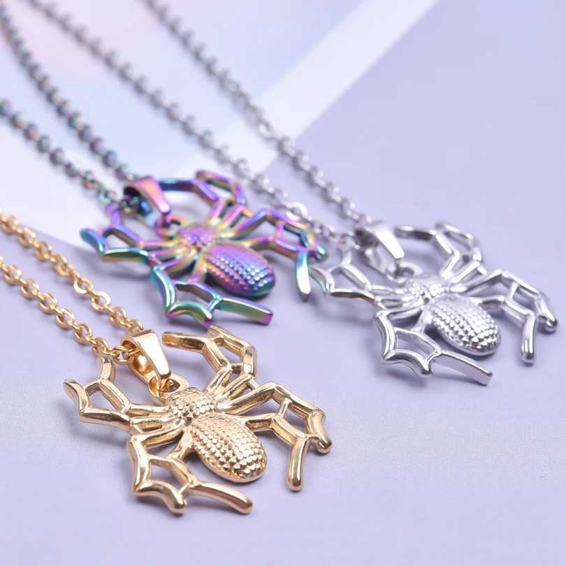 

Stainless Steel Animal Spider Charm Trendy Pendant Necklace for Women Choker Chain Gothic Bijoux Jewelry Male Gifts Female