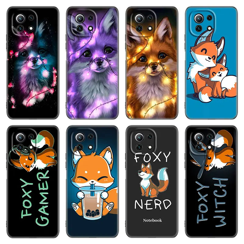 cute cartoon animal fox phone case for xiaomi mi poco x3 nfc gt m4 m3 12 11t 10t pro a3 11 lite ne 5g 12x 11i f3 black cover free global shipping