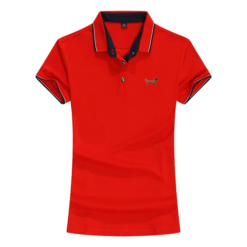 Женские рубашки-поло с коротким рукавом Повседневная футболка отложным