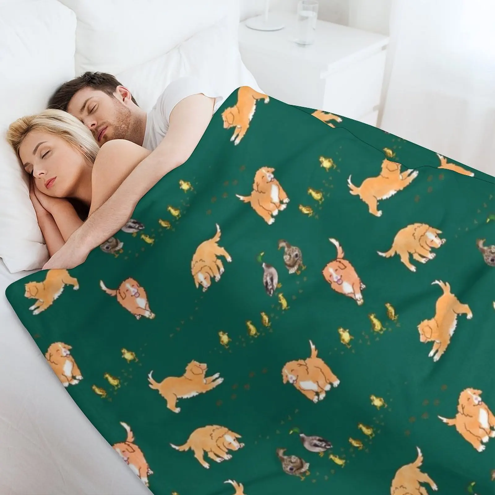 Toller Puppies and Ducklings - лесно-зеленое одеяло одеяла и пледы термостойкие свободные