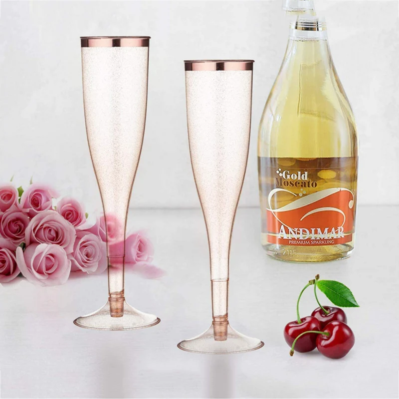 Пластиковый бокал с золотой оправой Одноразовая чашка для пудинга набор высокой