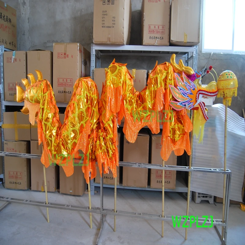 7m Golden Dragon Dance Costume  size 5 for 6 Players Children Student School Halloween Party Christmas Parade Folk Stage  China