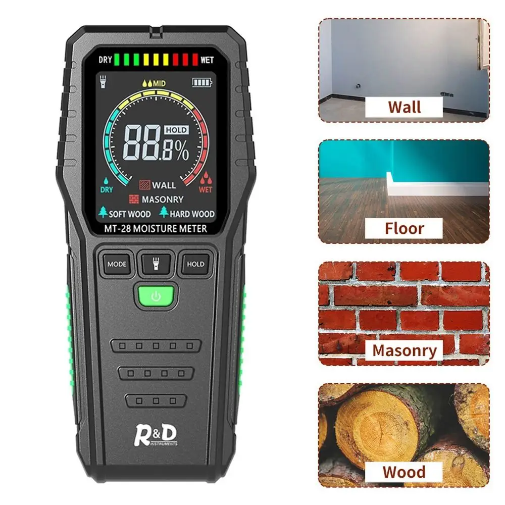 R&D MT28C Full Angle Non-contact Wood Moisture Meter Environmental Temperature Humidity Detection Moisture Detector