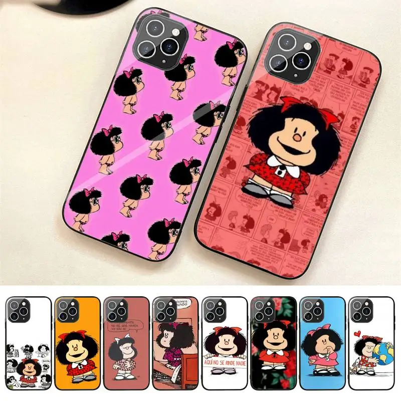 

Mafalda Phone Case For Iphone 7 8 Plus X Xr Xs 11 12 13 Se2020 Mini 14 Pro Max Tempered Glass Fundas