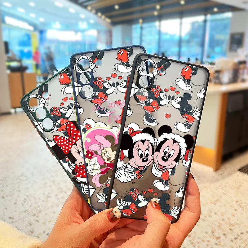 

Cute Minnie Mickey Love For Samsung Note 20 10 Pro Plus Lite 9 8 M62 M51 M31 M30 M20 M10 Frosted Translucent Phone Case
