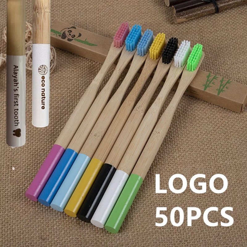 Customisable Bamboo Toothbrush Medium Bristles Biodegradable Plastic-Free Toothbrushes Eco Bamboo Handle Brush for Adults