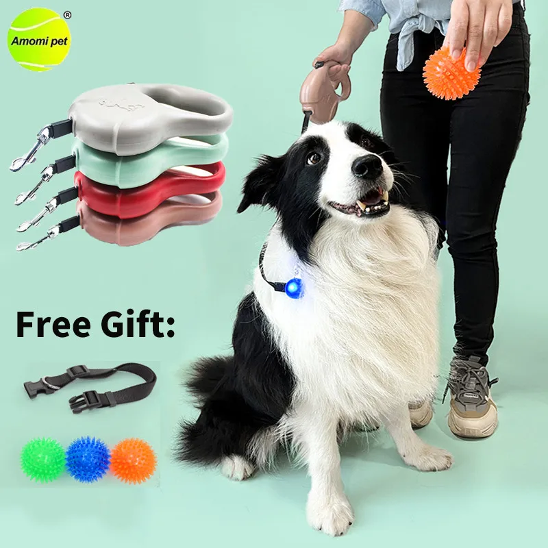

Automatic Dog Leash 5M Durable Nylon Retractable Rope Puppy Dog Walking Leash Free Gift Collar and Dog Ball Toys