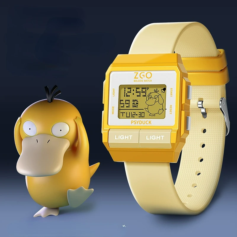 

Pokemon Anime Luminous Sports Electronic Watch MiddleAnd High School Students Psyduck Charmander Multi-Functional Sports Watch