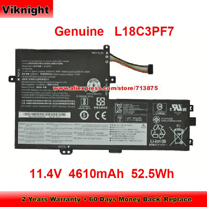 

Genuine L18C3PF7 Battery for Lenovo FLEX-15IML - 81 XH L18L3PF3 5B10T09092 3ICP6/54/90 3ICP6/42/85 S340 11.4V 4610mAh 52.5Wh