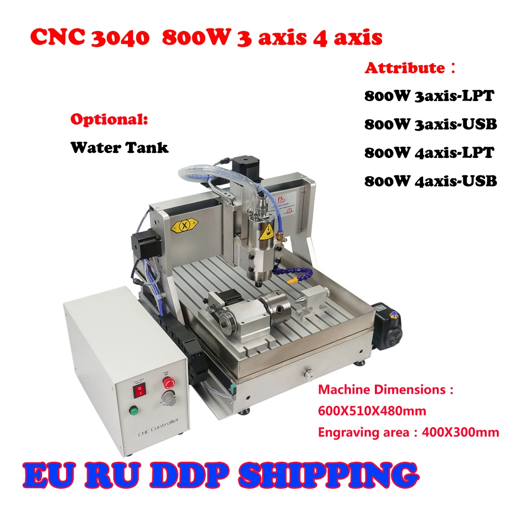 

CNC 3040 0.8KW 800W 3 axis 4 axis CNC router wood carving machine USB Mach3 control Woodworking Milling Engraver