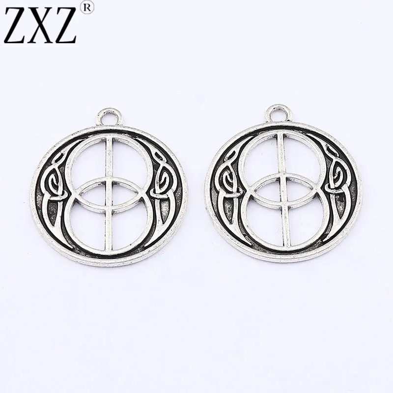 

ZXZ 10pcs Antique Silver Color Celtic Knot Charms Pendants For Jewellery Making 30x27mm