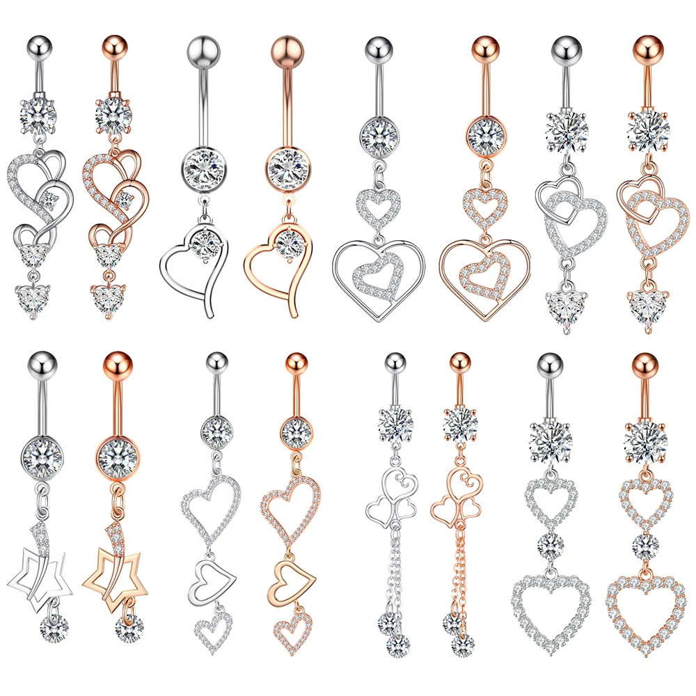 Пикантное кольцо в виде сердца на пупок из нержавеющей стали звезда висячий