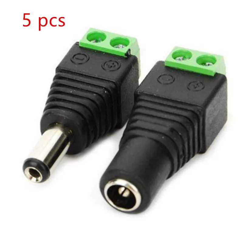 

5pcs Female +5 pcs Male DC Connector 2.1*5.5mm Power Jack Adapter Plug Cable Connector For 3528/5050/5730 LED Strip Light