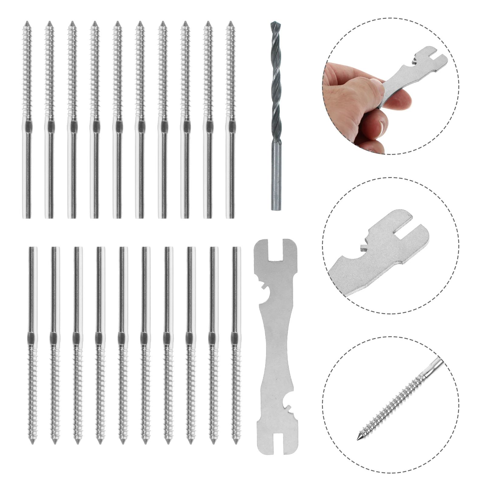 

20pcs Practical Stainless Steel Sturdy Anti-rust Handed Thread Screws Swage Lag Screws Thread Screws