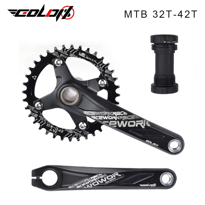 

GOLDIX Bicycle Crank Chainring 104BCD Black Mountain Bike Crank Aluminum Alloy Bottom 170mm Crank 32T 34T 36T 38T Plate