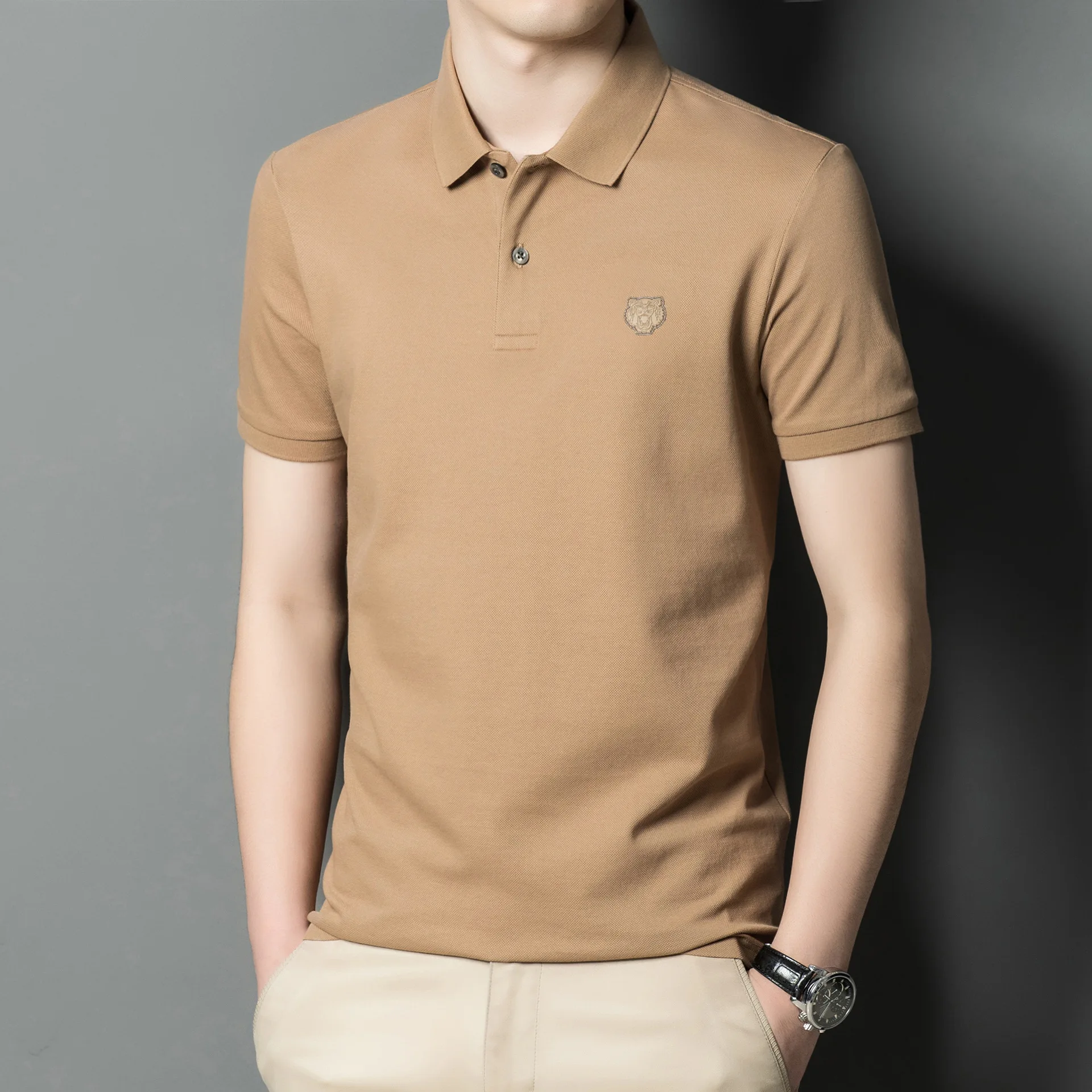 Polo T Shirt for Men Ice Silk Mens Polo Shirts Mercerized Cotton Men's Golf Wear Luxury Men's Social Shirts Gulf Gentleman