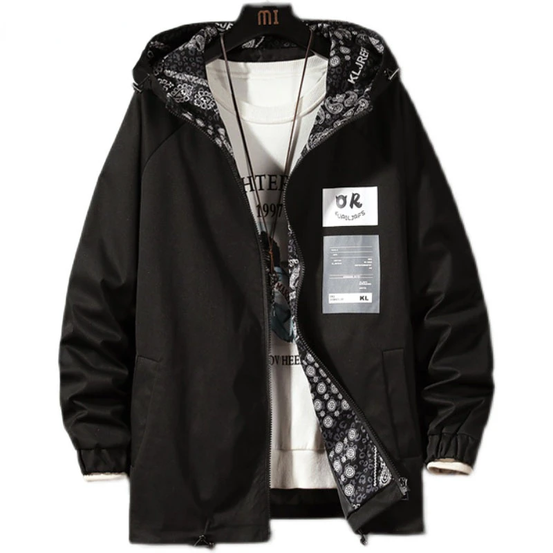 

Fashion Classic Unisex Black Lining Print Thin Loose Harajuku Jacket Good Quality Spring Streetwear Coat