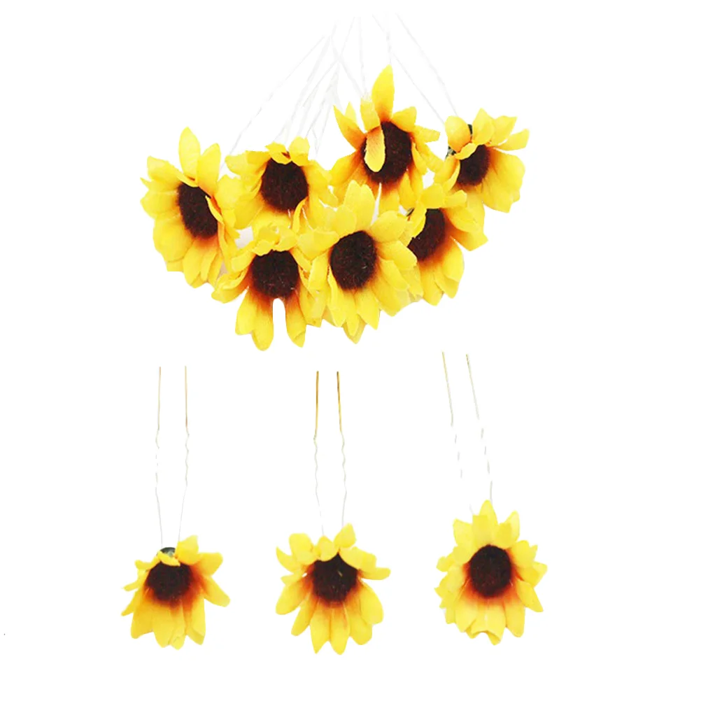 

10pcs Sunflower Hair Clips Stylish Flower Hair Clips Sunflower Hair Accessories Hair Pin for Wedding Bridal Decoration