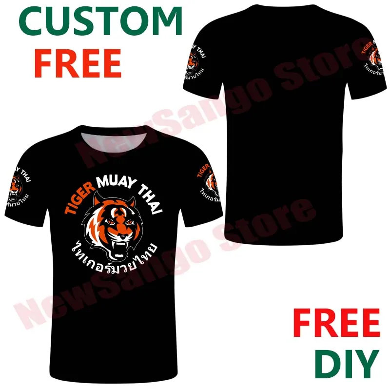 Tiger Muay Thai MMA Muay Thai Boxing Shirt Serie Schwarz Weiß Farbe Gewohnheit Ihre Eigenen T-shirt Persönliche Name auf T