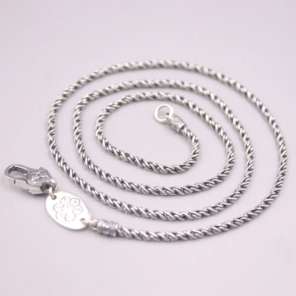 

Реальное женское серебряное ожерелье 2,5 мм, звеньевая цепь, застежка Vajra 19,7 дюйма-23,6 дюйма L