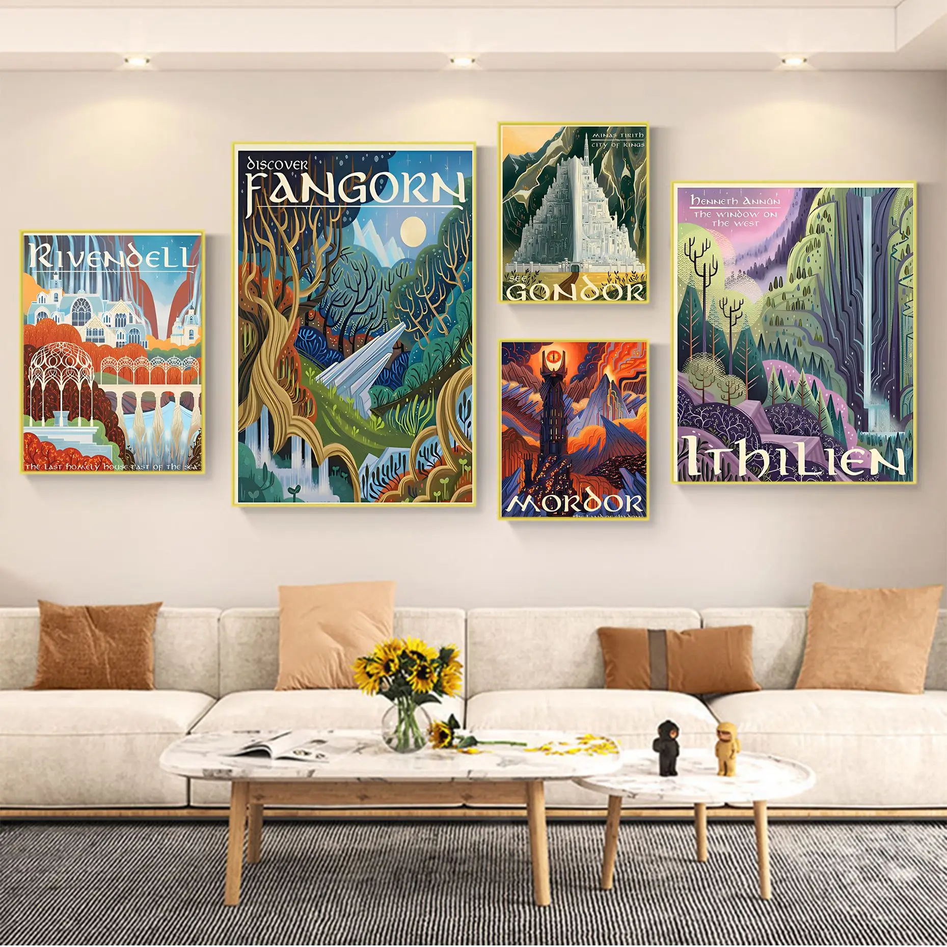 

Ring Art PosterVintage Film Mordor Castle Lord Magic Classic Movie Posters Retro Paper Sticker DIY Room Cafe Nordic Home Decor