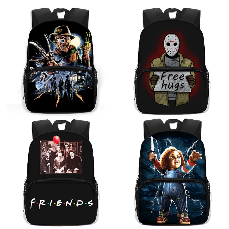

Horror Movie Character Print Backpack for Teenager Boys Girls School Bags Daypack Kids Kindergarten Bag Student Book Bags