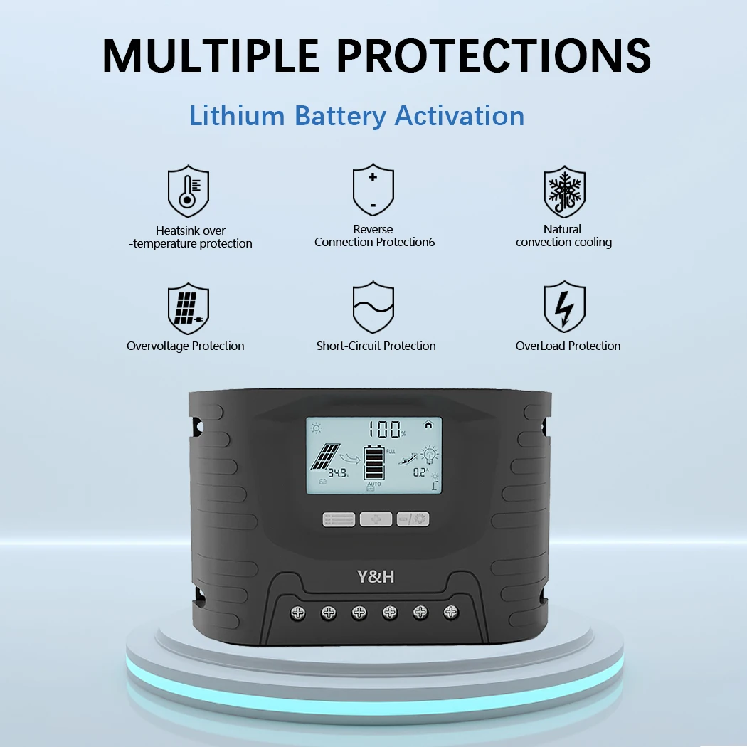 Y&ampH PWM 60A Контроллер заряда солнечной батареи 48 В 36 24 12 панели Регулятор для