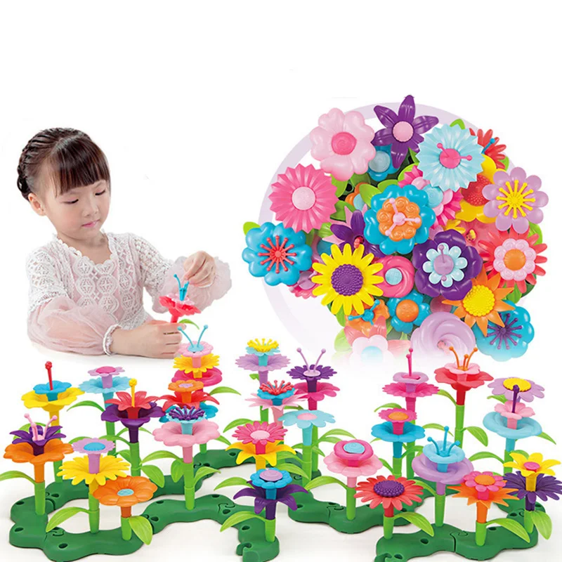 

Creative DIY Bricks Toys Educational Assembly Blocks Gift 46pcs/set Dream Garden Series Girls Flower Interconnecting Blocks Toys