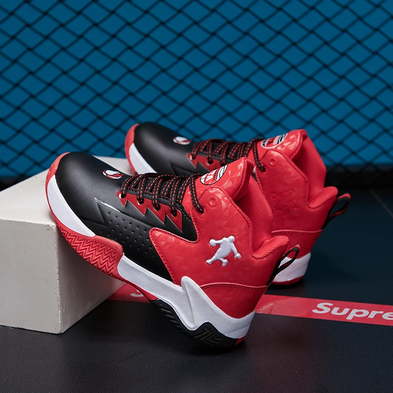 Basketball Sneakers Kids 2022 All Seasons Casual Shoes Boys Sneakers Girls Shoes Leather Anti-slippery Lace-up Trainers