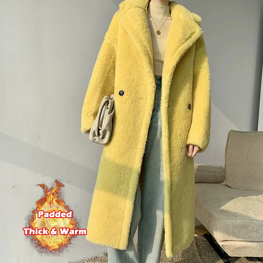 Luck A Women Winter Longer Faux Fur Warm Coat Long Sleeve Female Thick Teddy Bear Coat Casual Loose Oversize Outwears