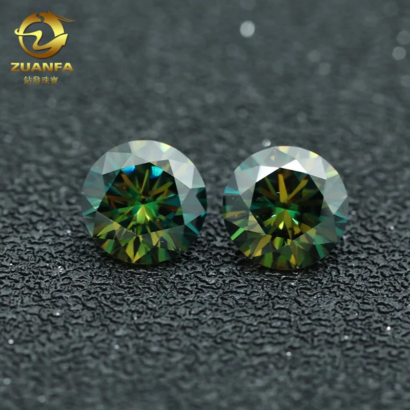

KNOW DREAM cheapest green color with a little yellow light Round Brilliant cut moissanites loose stone