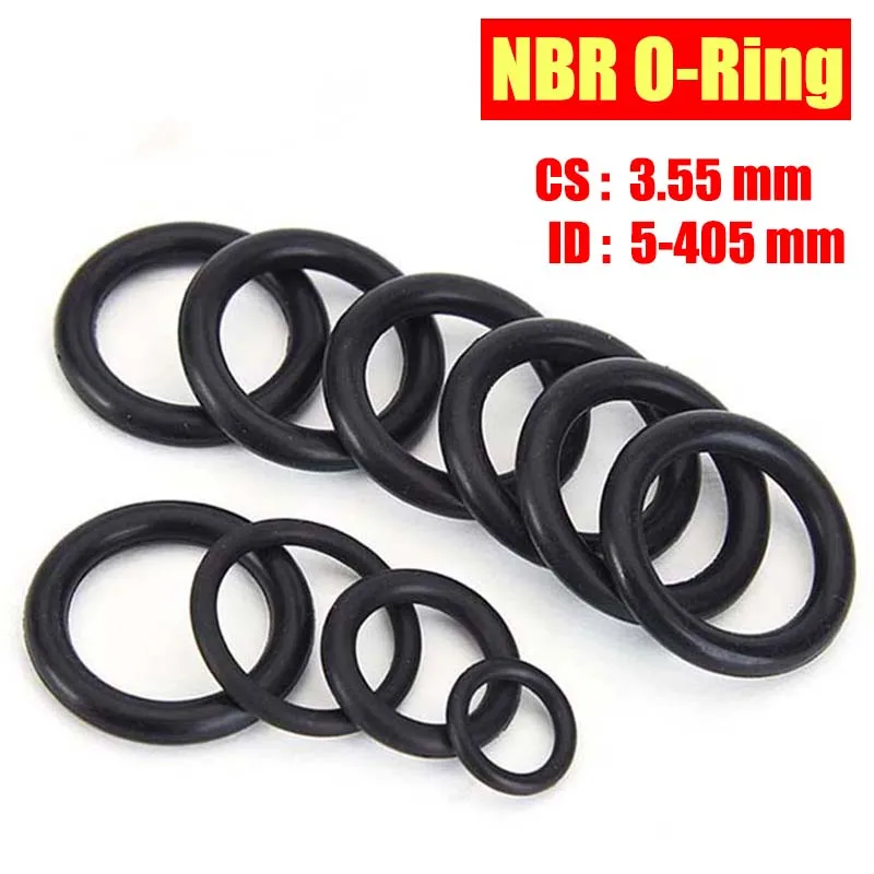 

10Pcs NBR O-Ring CS 3.55mm ID 5-405mm NBR Automobile Nitrile Rubber Round O Type Corrosion Oil Resistant Sealing Washer Black