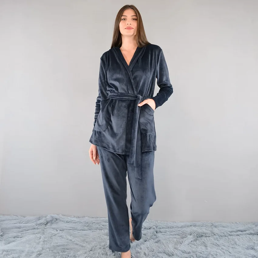 Women's Pajamas Hoodie outfits Pjs Women Set Sleepwearwinter Velvet Sleep Wears For Women 2 Pieces Set Nightwears For Ladies