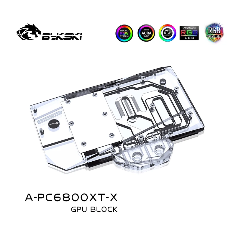 Фото Водоблок Bykski для видеокарты Powercolor Radeon RX 6800 XT Red Dragon / Медный охлаждающий радиатор с RGB SYNC / A-PC6800XT-X №4