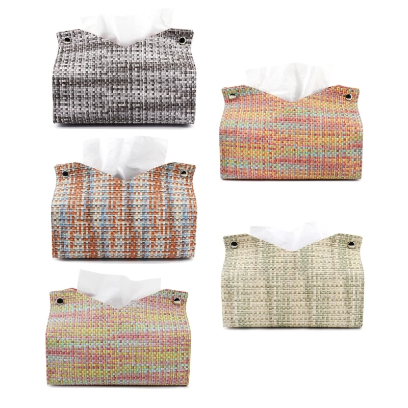 

Крышка коробки для салфеток PU тканый держатель для салфеток для лица Уникальная бумага Организуйте домашний офис Салфетки