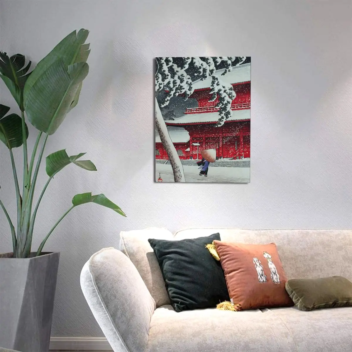 Безрамная картина Zojoji Temple Shiba 1925 Hasui Kawase на холсте