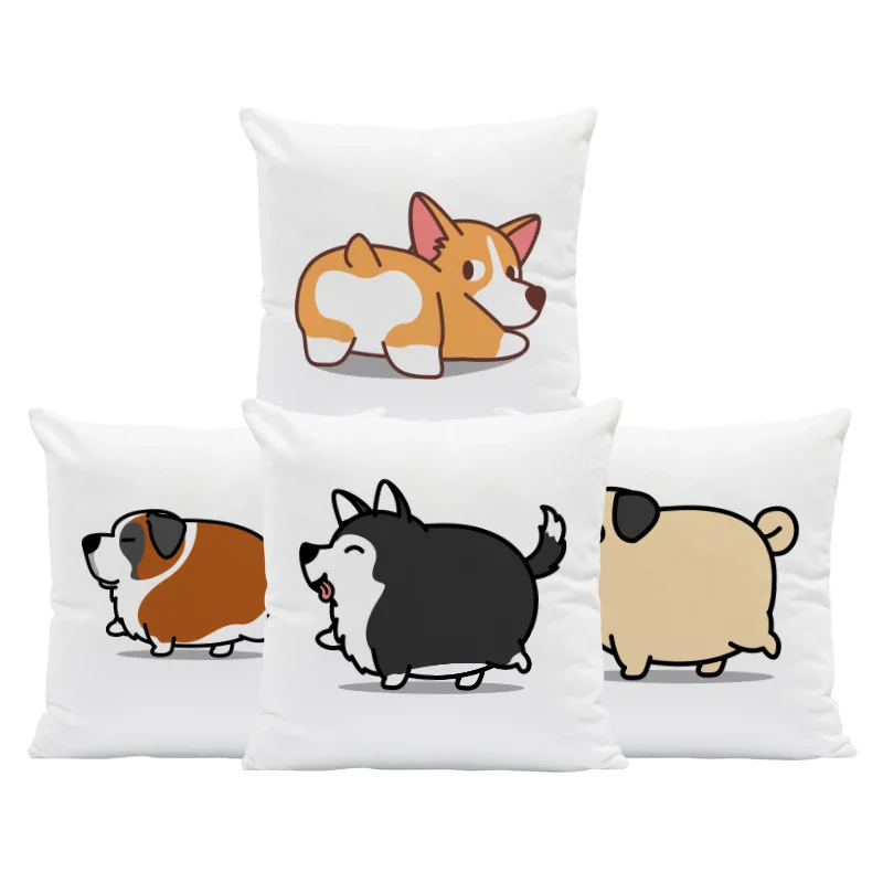 

45X45Cm Funny Corgi Pillowcase Birthday Gift Festive Pillowcase Living Room Sofa Cushion Cover Decorative Pillowcase