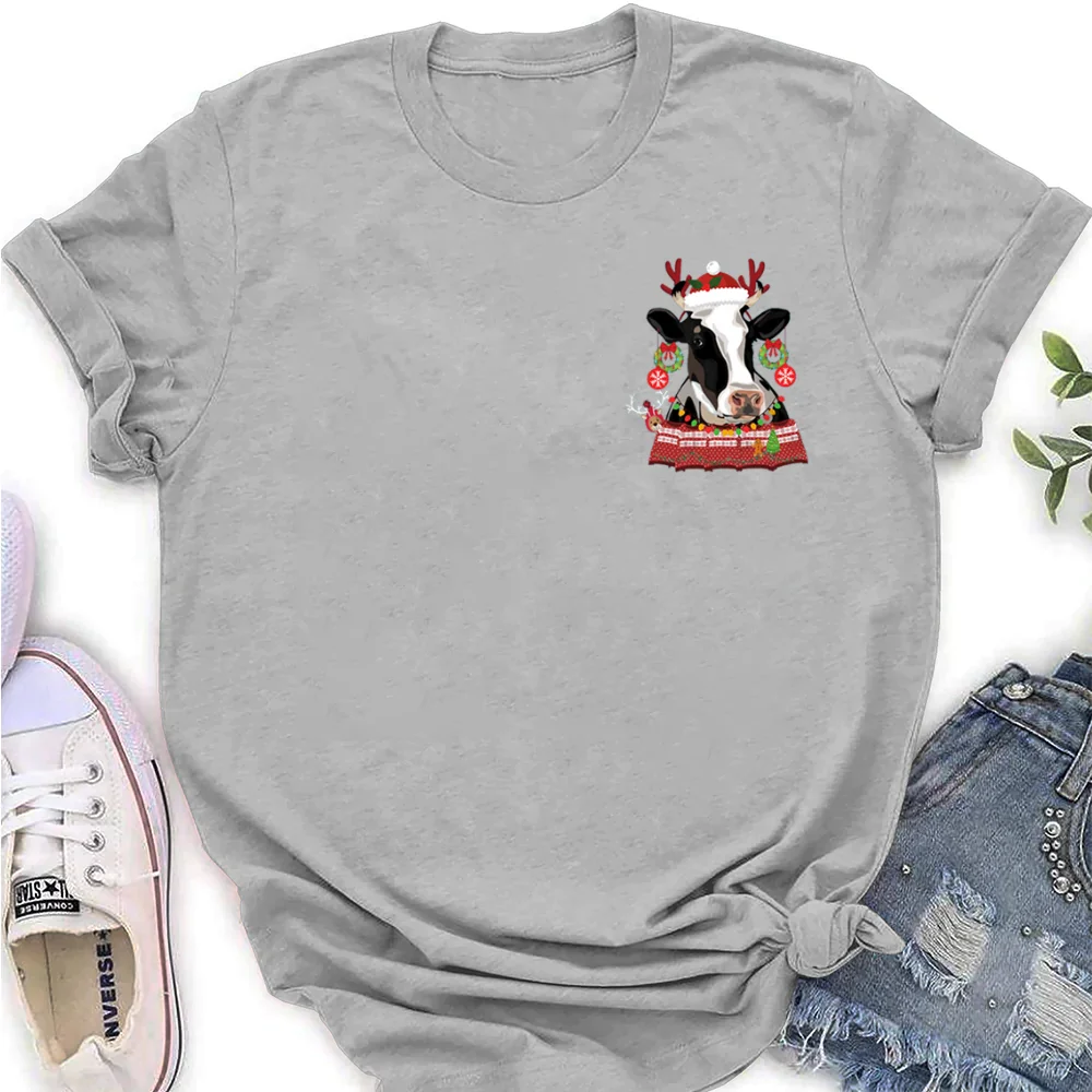 

Christmas Colored Cow With Hat Custom T-Shirt Personalized Can Customize The pattern You Want