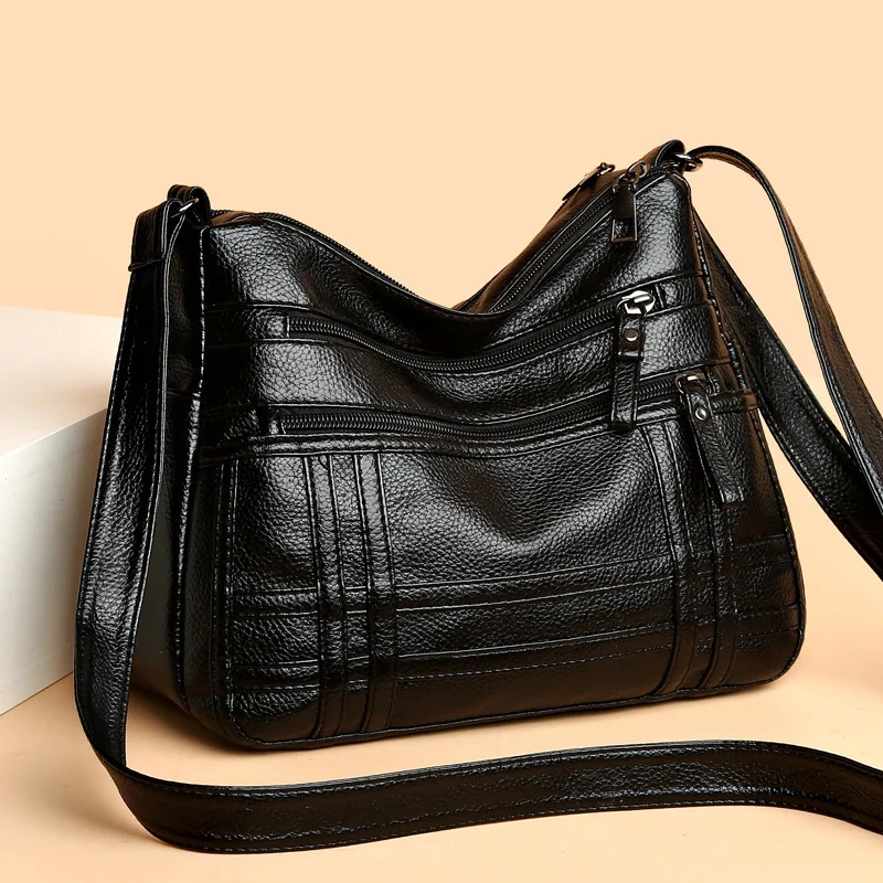 

Женская сумка, новинка 2022, сумка через плечо из промытой кожи, универсальная Вместительная женская сумка-мессенджер, женская сумка для матери среднего возраста