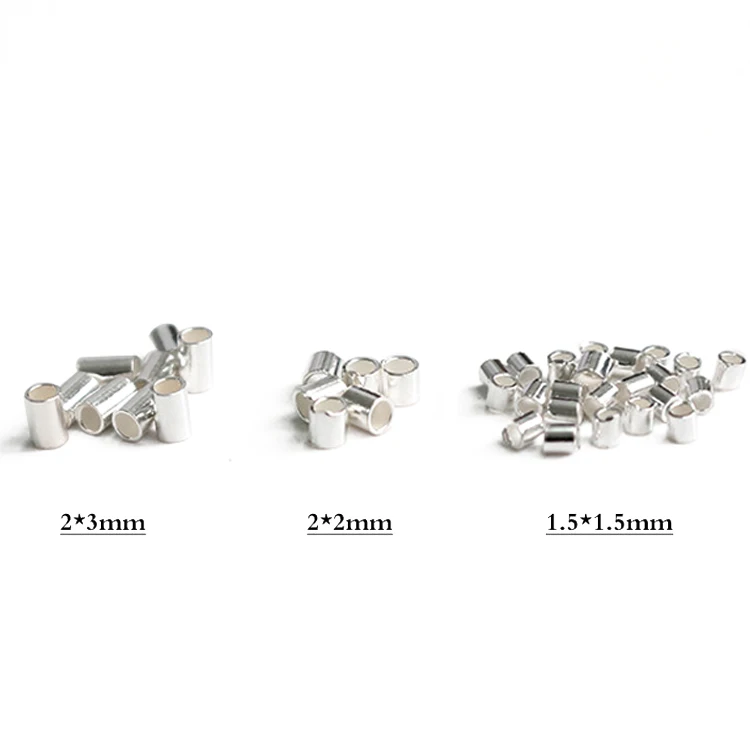 S925 Sterling Silver Positioning Small Round Tube Latch DIY Accessories Material Beads Separation Straight Tubes 10 Pieces / Bag