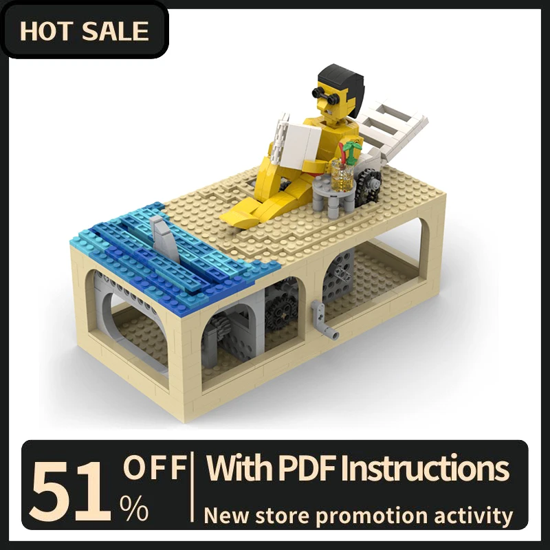 Новый хит продаж забавный Moc модульная пляжная книга для чтения модель