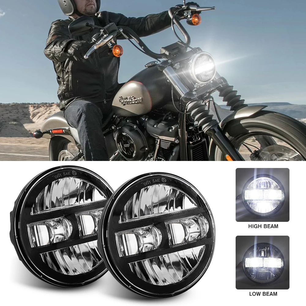 

Universal 5 3/4 Inch Motorcycle 5.75" Led Headlight H4 Moto Harley Headlamp For Harley Indian Scout Honda Dyna Softail Sportster