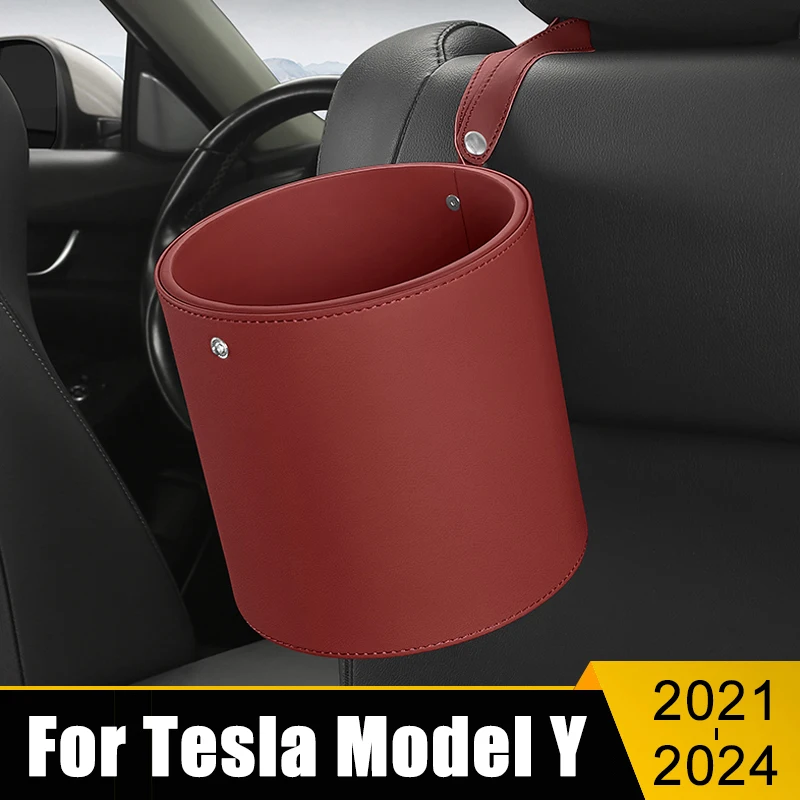 

For Tesla Model Y ModelY 2021 2022 2023 2024 EV Universal Portable Car Circular Trash Can Garbage Pocket Sundries Bin Organizer