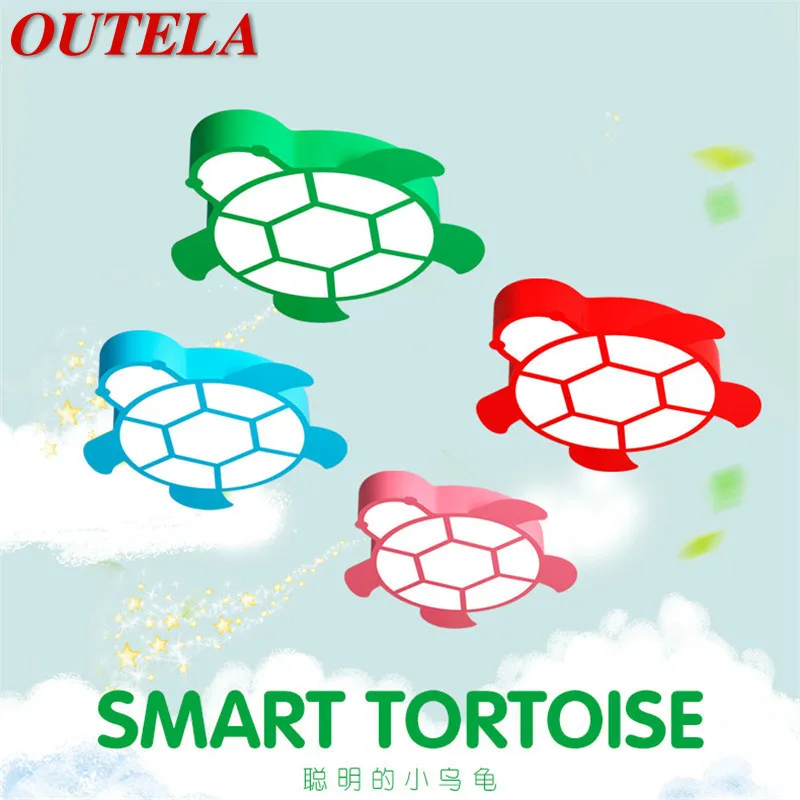 

OUTELA Children's Turtle Ceiling Lamp LED Dimmable Creative Cartoon Light For Home Decor Kids Room Kindergarten Remote Control