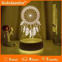 3d usb dream catcher lamp acrylicl led16colors night light kid bedroom desk lamp holiday birthday giftdecoration wind chime lamp